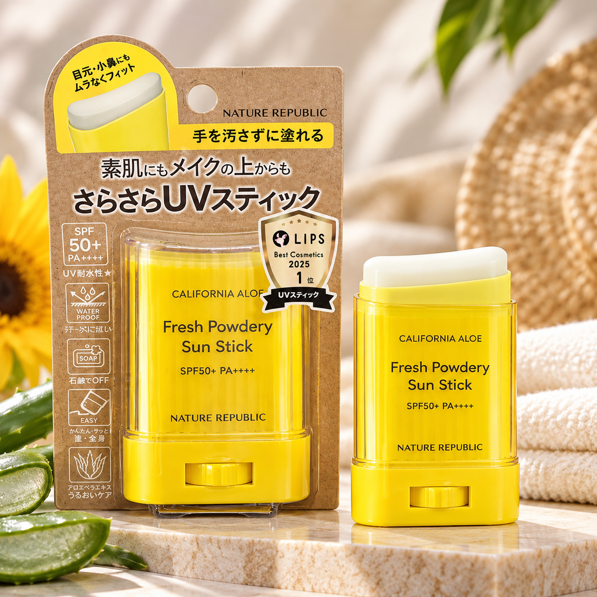 Nature Republic California Aloe Fresh Powdery Sun Stick SPF50+ PA++++ – 24g