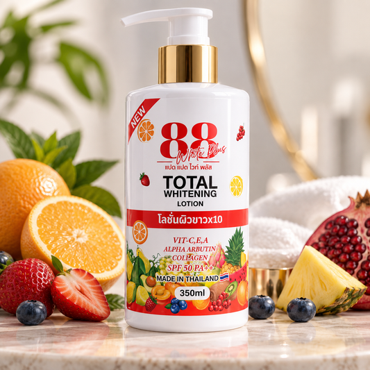 88 White Plus Total Whitening Lotion – Vitamin C, Alpha Arbutin & Collagen SPF 50 PA++ 350ml