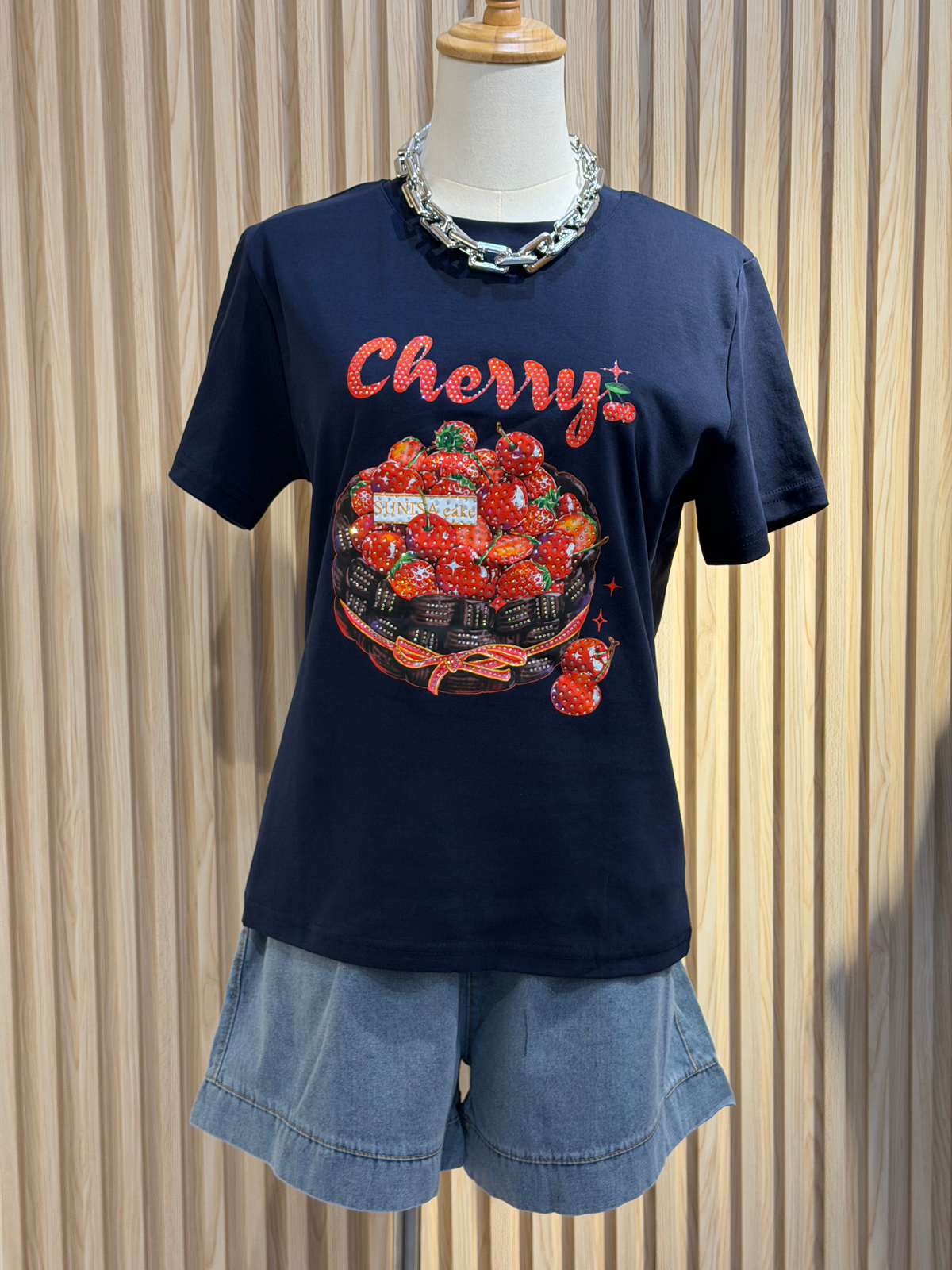 Sunisa Cherry Strawberry Rhinestone Graphic Tee
