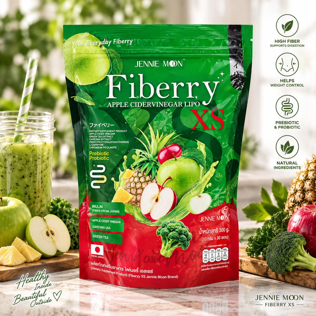 Jennie Moon Fiberry Apple Cider Vinegar Lipo XS – 30 Sachets x 10g