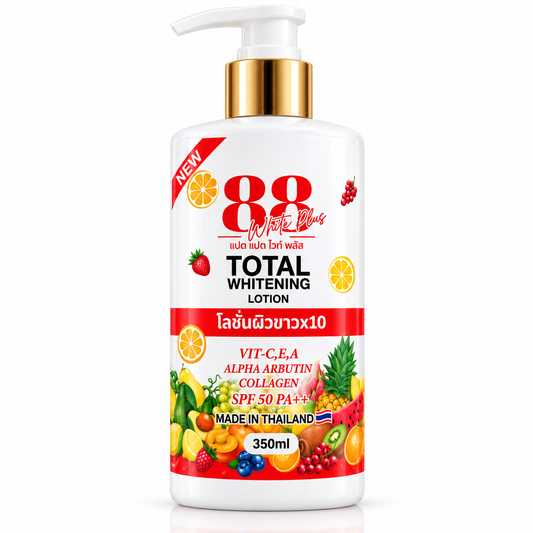 88 White Plus Total Whitening Lotion – Vitamin C, Alpha Arbutin & Collagen SPF 50 PA++ 350ml