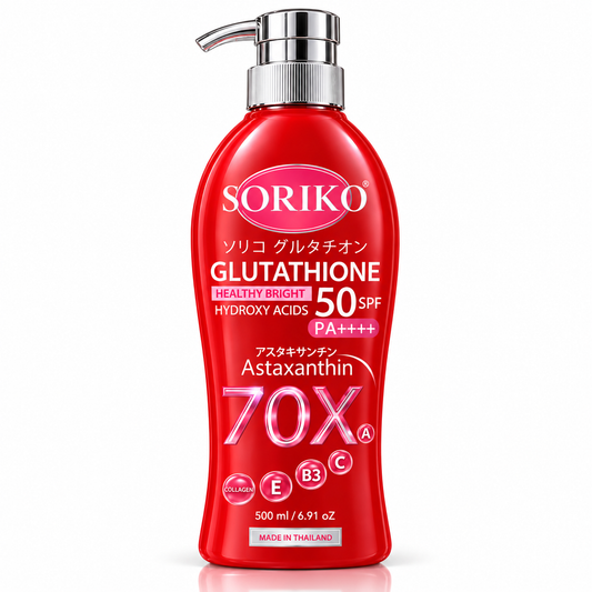 SORIKO Glutathione Healthy Bright Hydroxy Acids Astaxanthin 70X Body Lotion SPF 50 PA++++ – 500ml